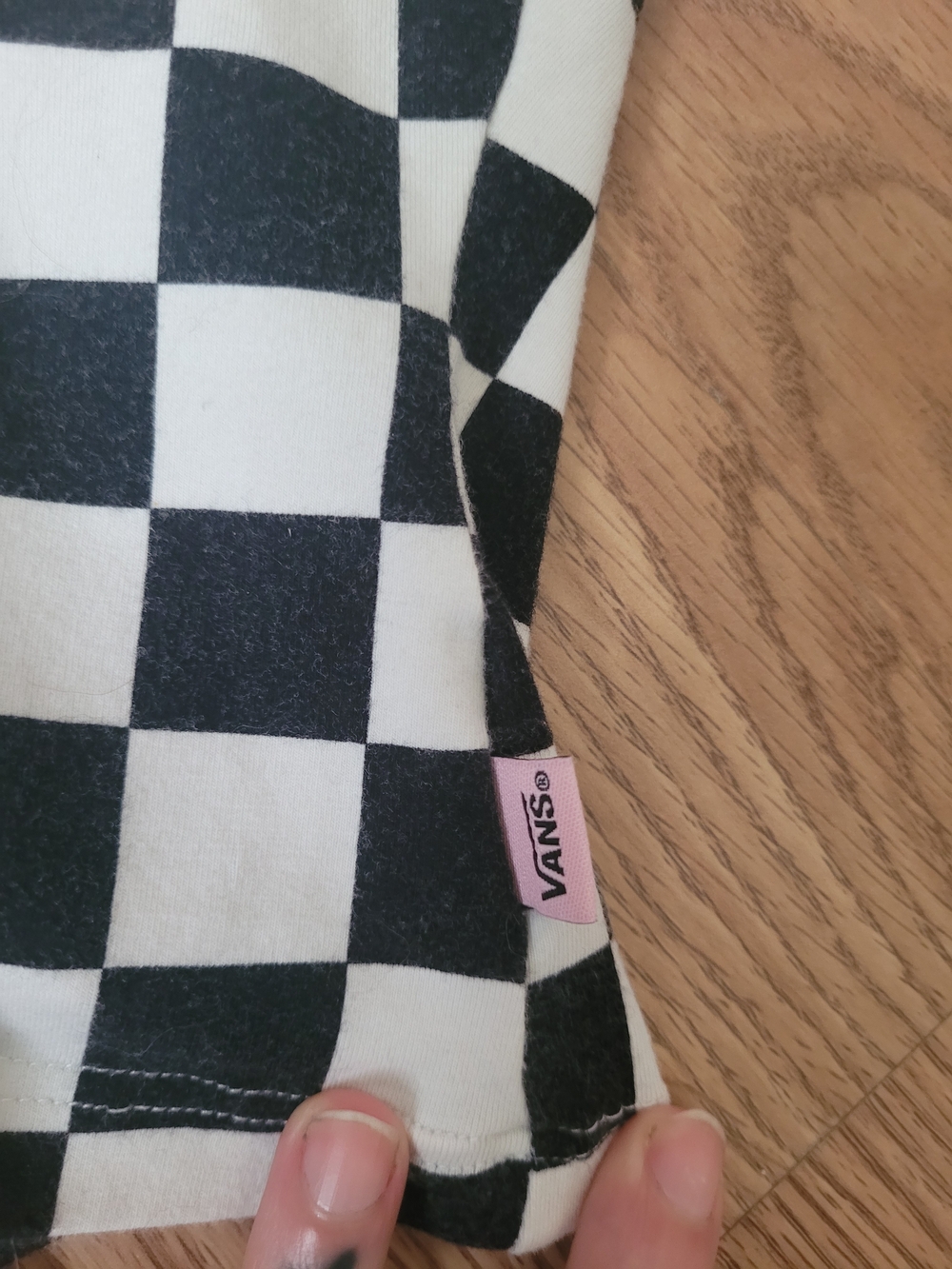 Checkerboard Crop Tank with Pink Floral Trim - Picture 4 of 6